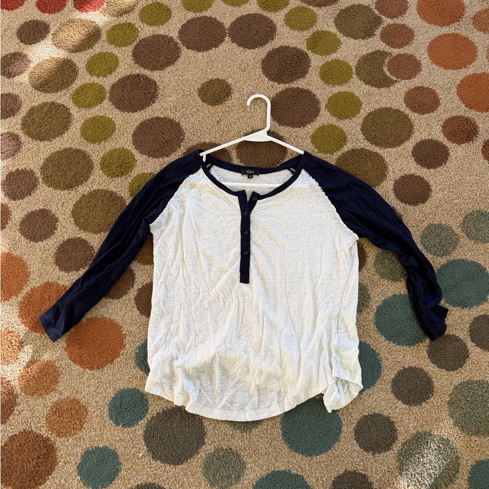 Women’s White and Blue Button Shirt